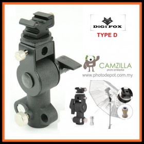 DigiFox D-Type Swivel Flash Shoe Umbrella Holder Speedlite Flash Bracket For Light Stand Tripod